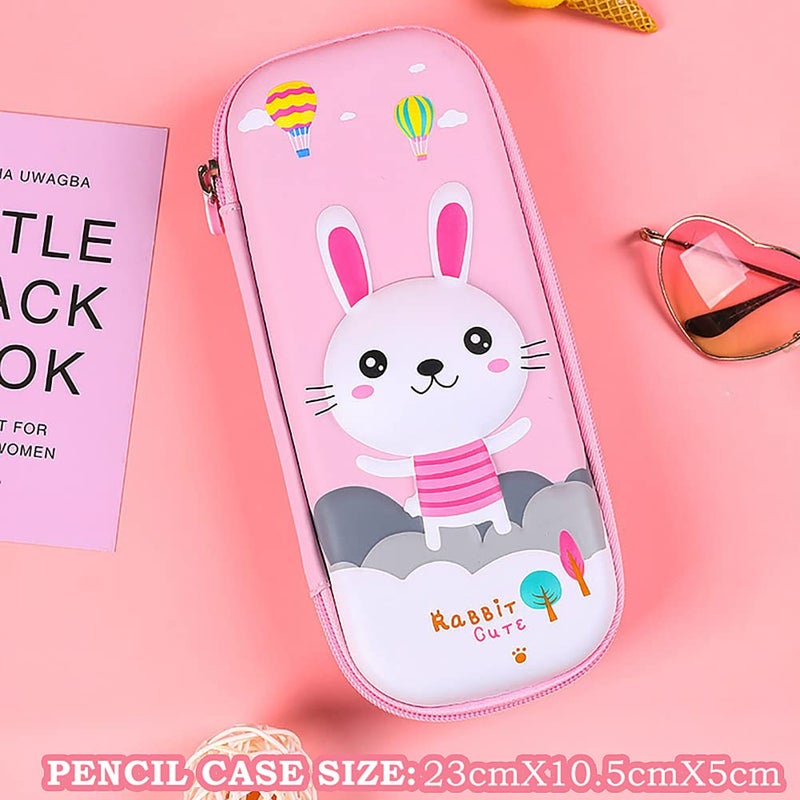 FEWOFJ 3D Rabbit Pencil Case for Kids Girls, Waterproof Pencil Box with Compartments Pen Pouch (Pink) - Image 5
